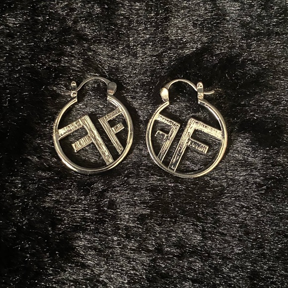 Silver & Rhinestone Luxury Hoop Earrings - Picture 2 of 3